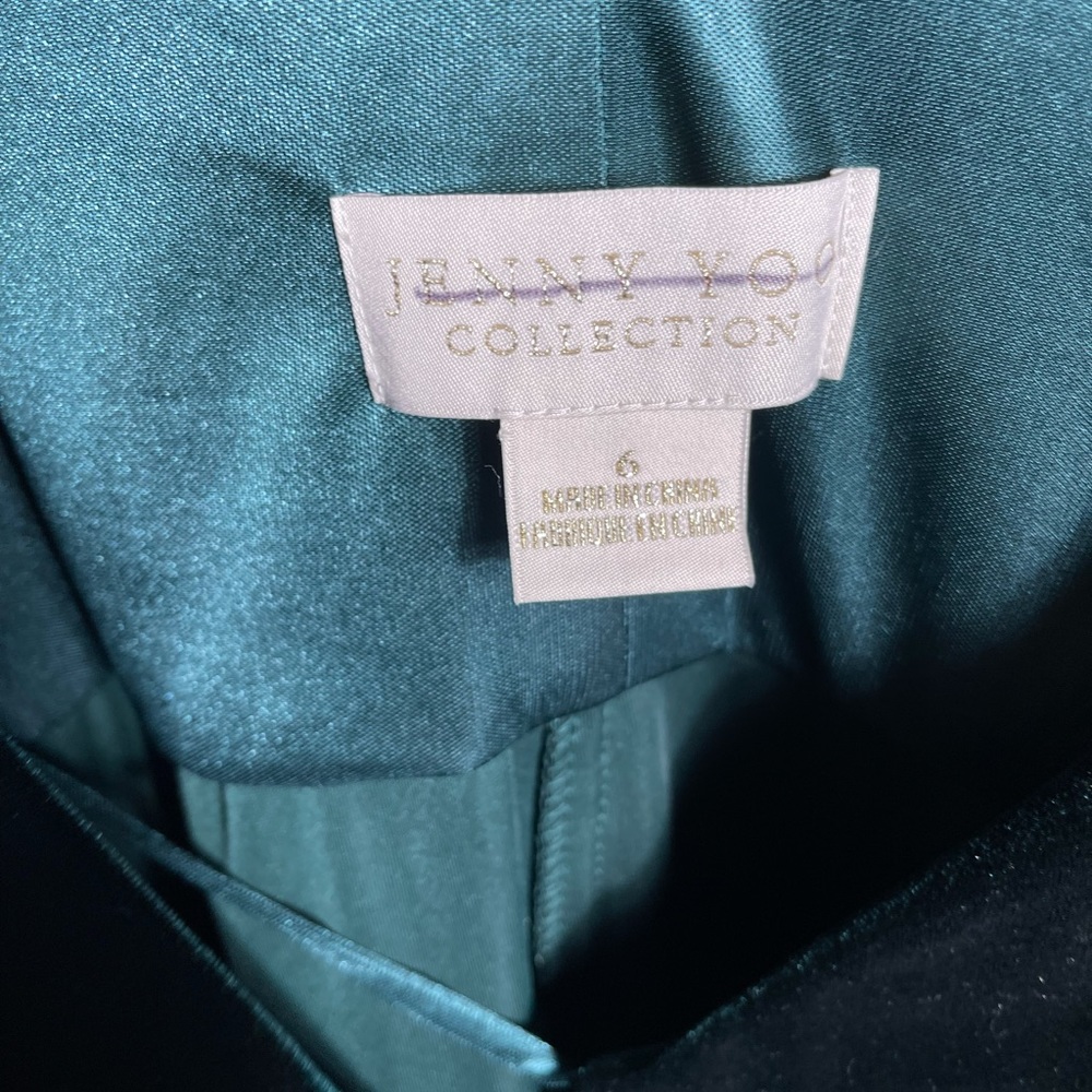 New Bhldn x Jenny Yoo Andi Velvet Wrap Dress Emerald Green - Picture 5 of 6